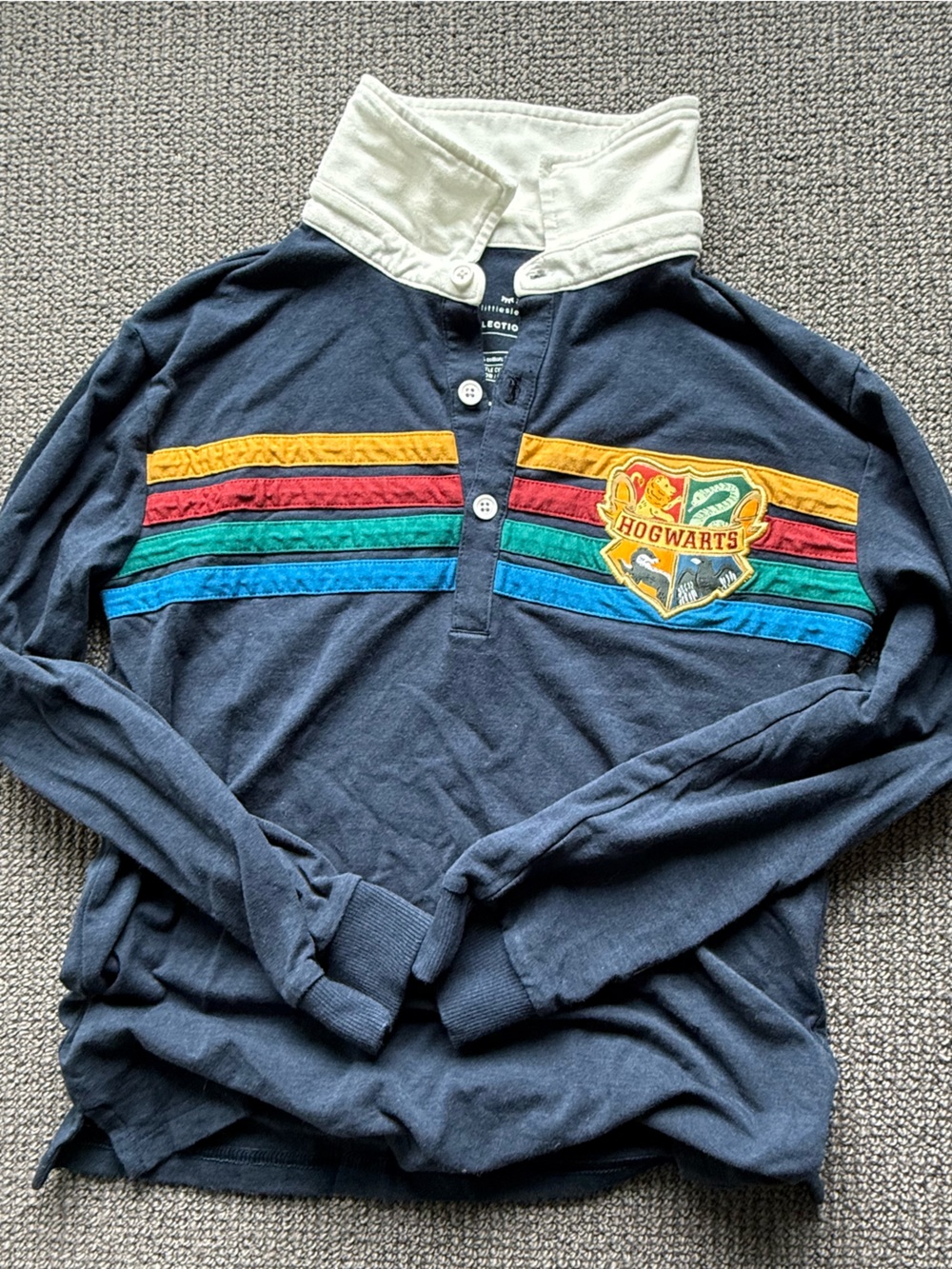 Little Sleepies Navy and Maroon Hogwarts Crest Polo